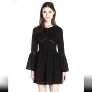 Moon River Women XS Witchy Flare Bell Sleeve Mini Dress‎ Crochet Whimsygoth